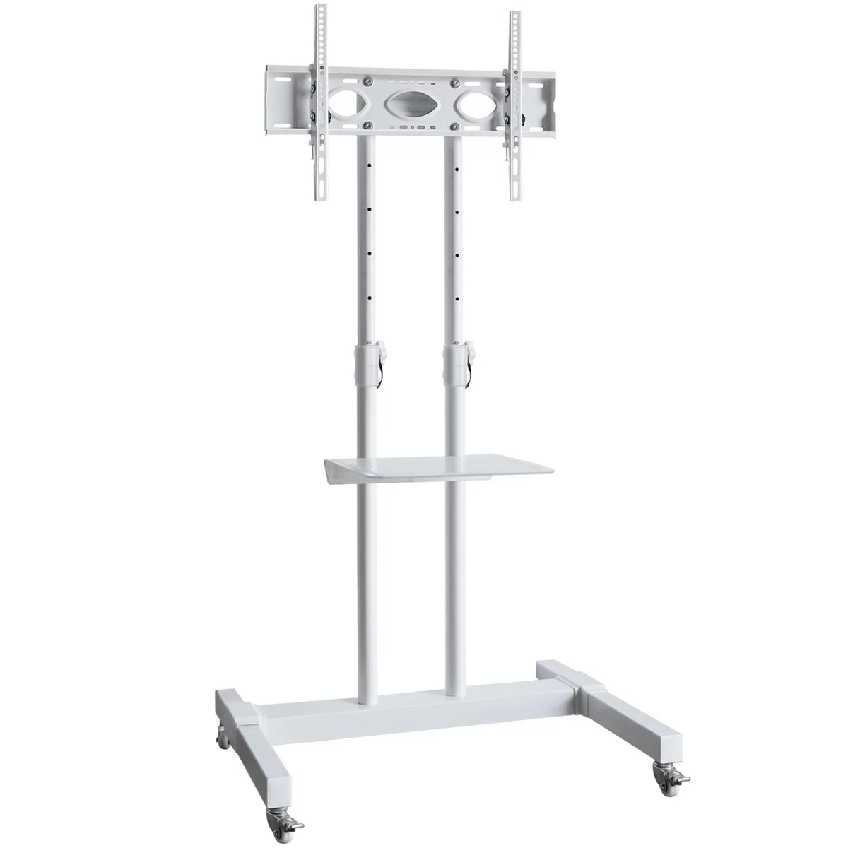 Tall TV Stand with Wheels for 32 to 85 Inch Flat Panel TVs, White Shelf Q561
