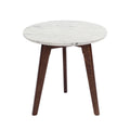 White and Brown Round Marble Side Table Q870975