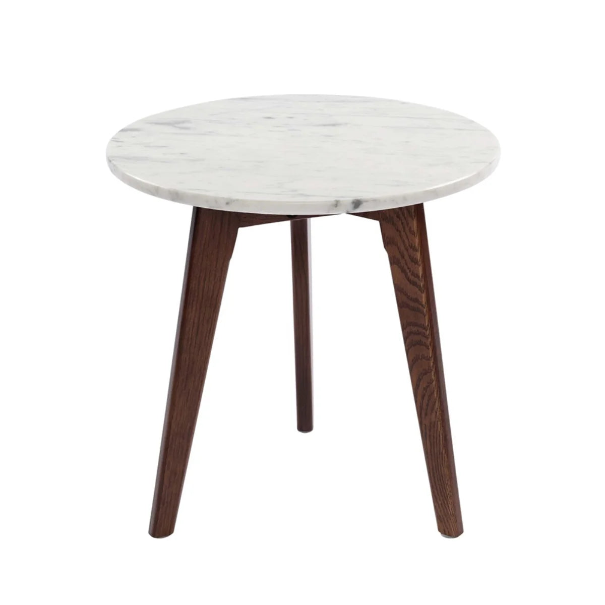 White and Brown Round Marble Side Table Q870975
