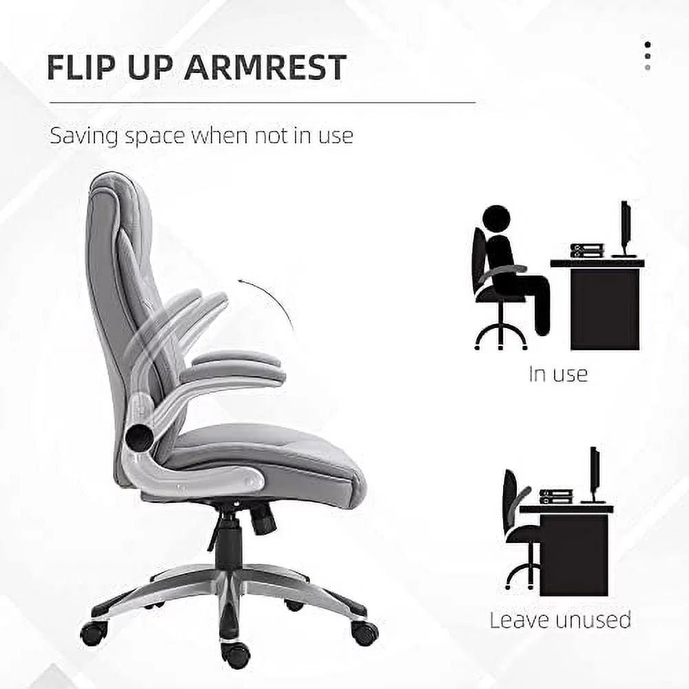 Grey Faux Leather Ergonomic Home Office Chair U835