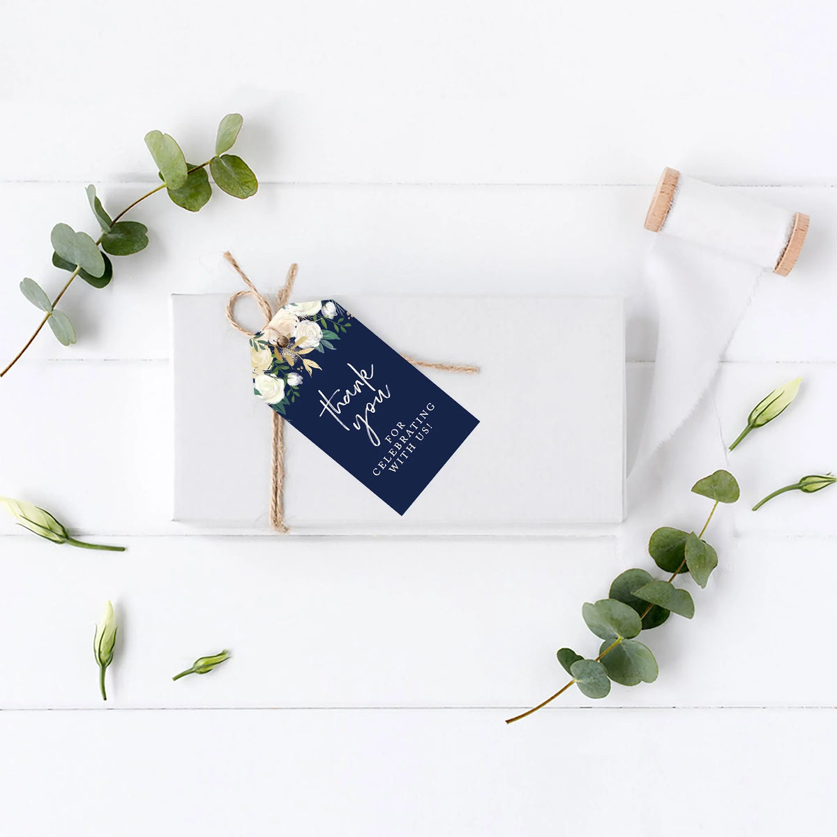 100-Pk Navy Blue Cardstock Favor Tags N9456