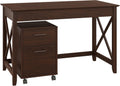 48W Writing Desk with 2 Drawer Mobile File Cabinet in Bing Cherry D282889