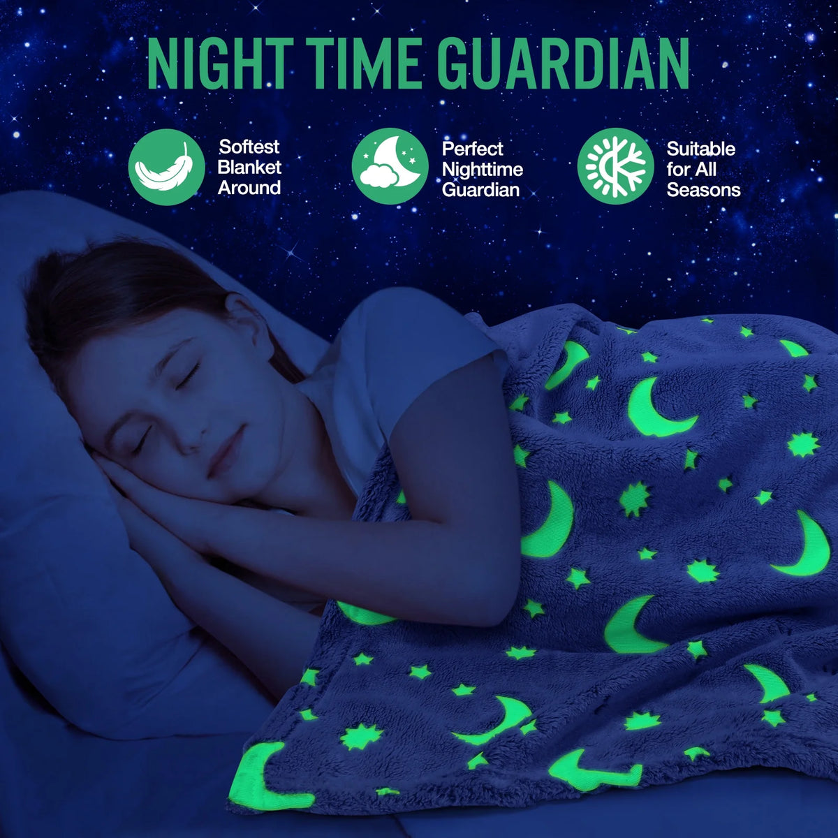 Glow in The Dark Plush Fleece Throw Blanket 60x70 inches Grey J12295