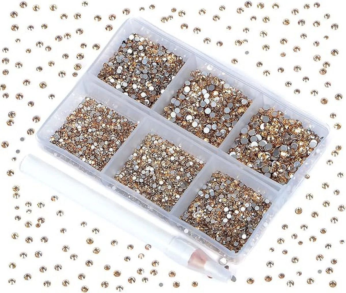7200 Pieces 6 Mixed Sizes Round Crystal Rhinestones H25386