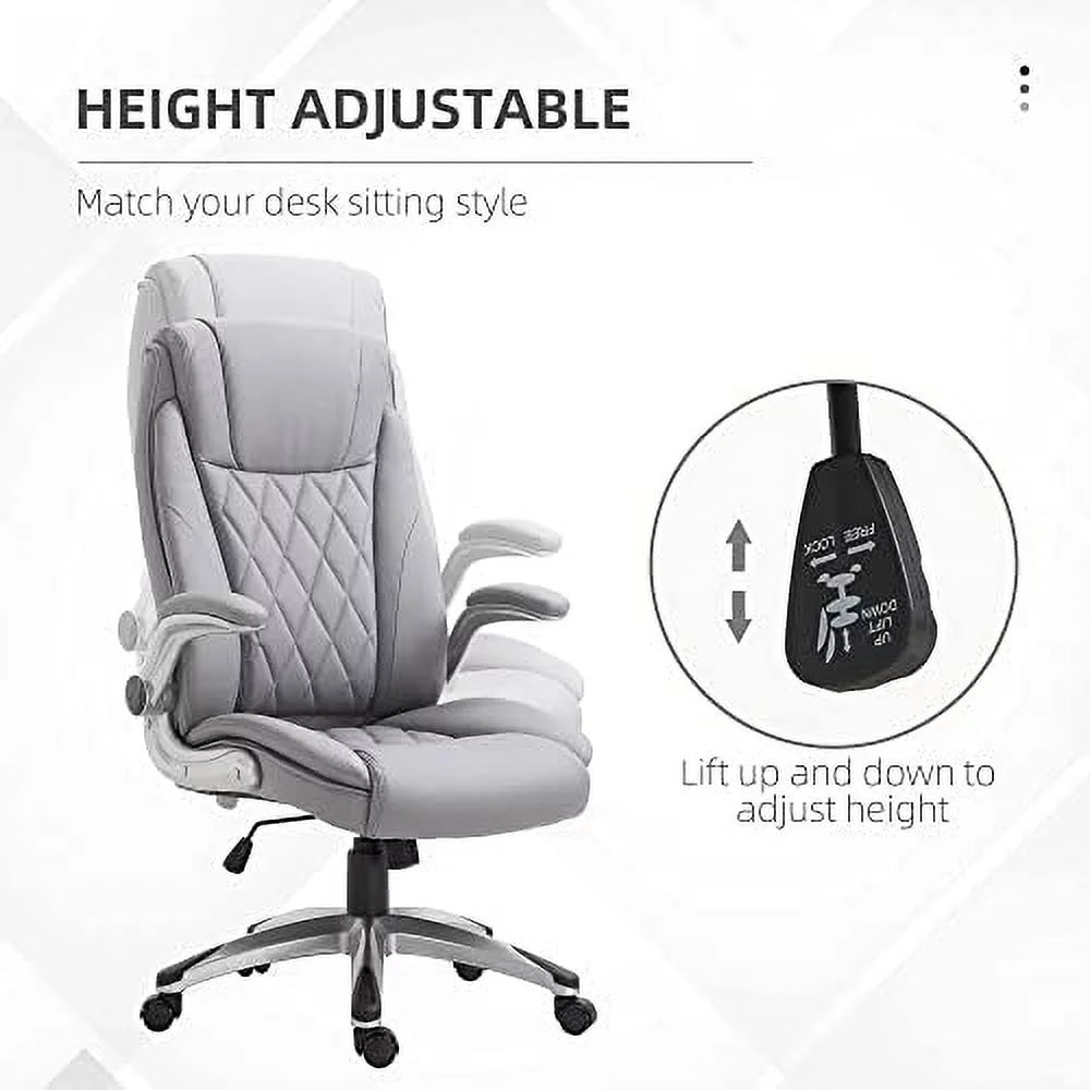 Grey Faux Leather Ergonomic Home Office Chair U835