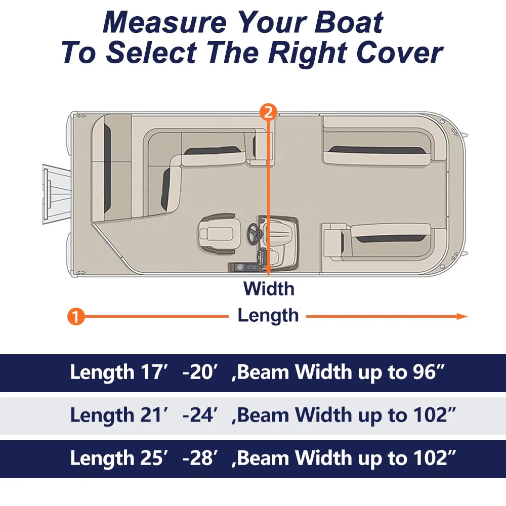 900D Waterproof Pontoon Boat Cover with Windproof Metal Buckle Straps N181336