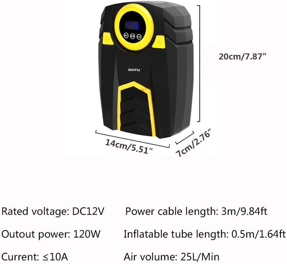 12V Portable Car Tire Inflator Pump with LED Light D7240