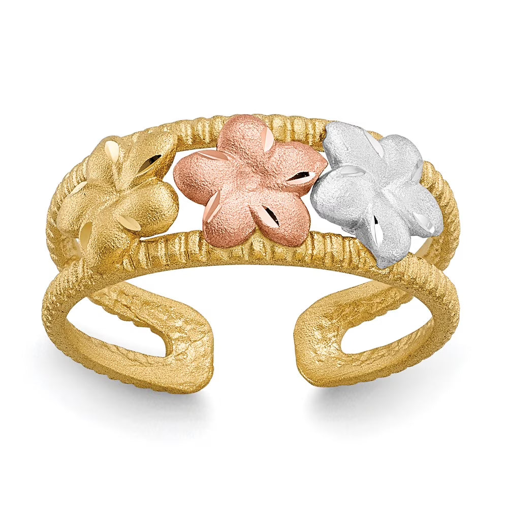 14 Karat Two-tone Plumeria Toe Ring N8373