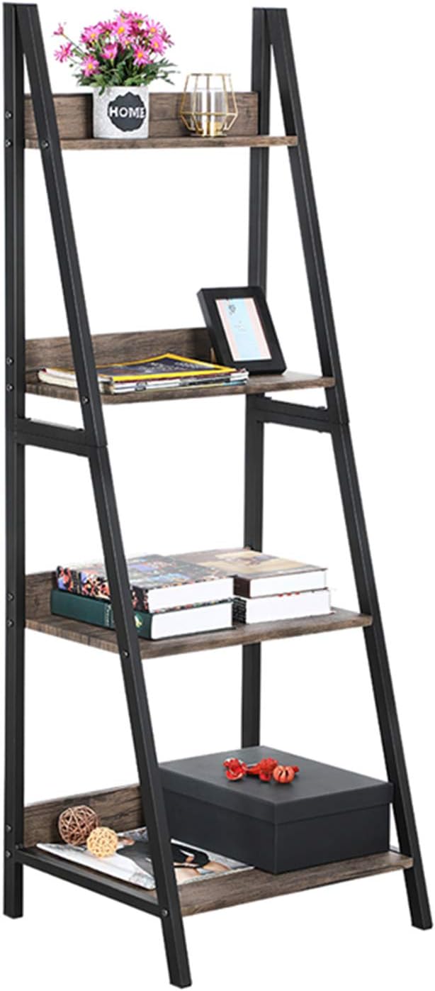 Walnut 4 Tier Ladder Shelf Bookcase W4774