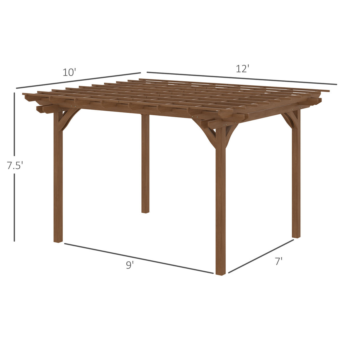 12' x 10' Wooden Pergola Outdoor Gazebo W6804