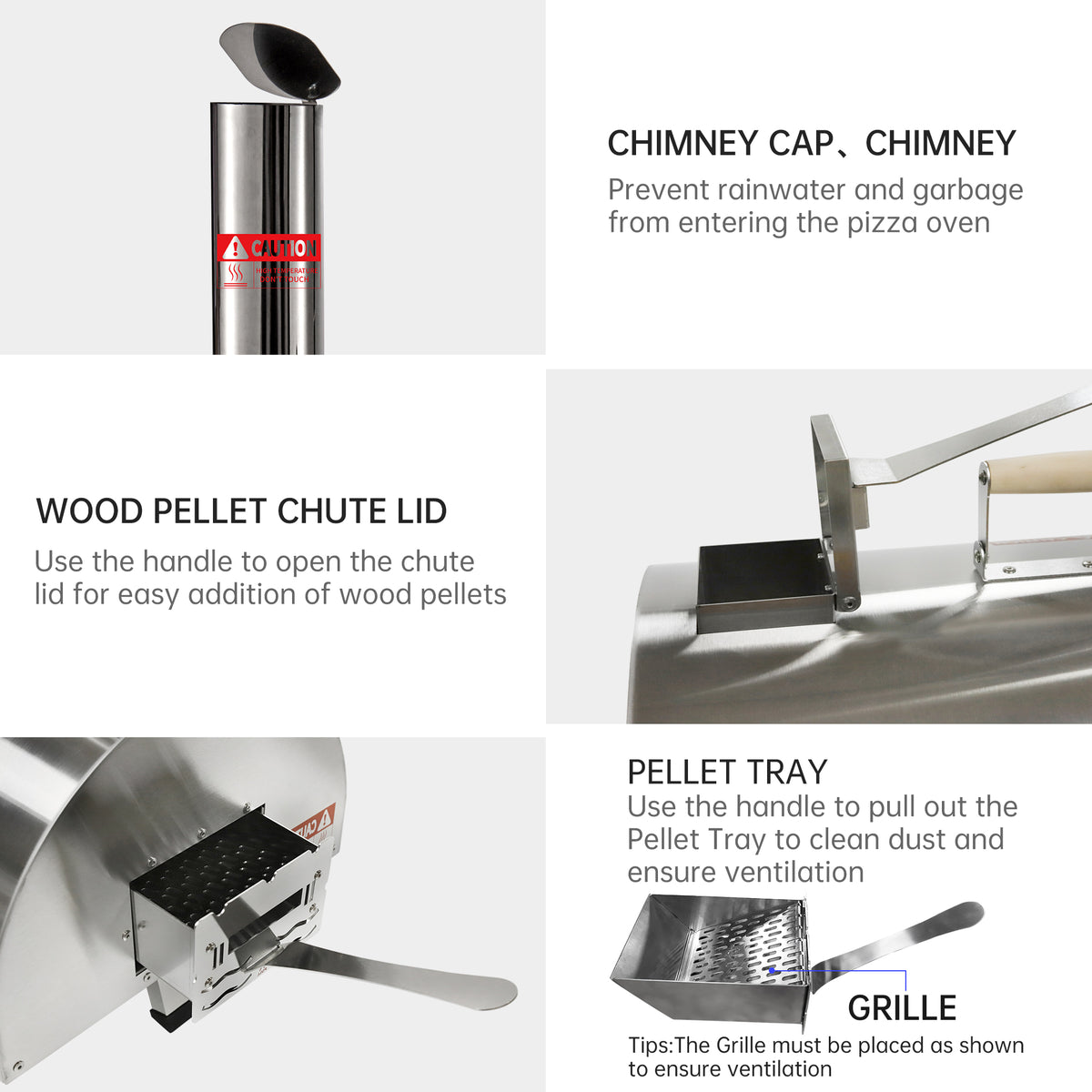 12" Stainless Steel Wood Fired Portable Pizza Oven with Built-in Thermometer Carry Bag I808437