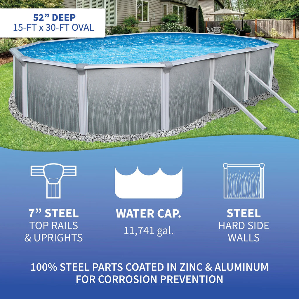 12-ft x 24-ft Oval 52-in Deep Metal Wall Swimming Pool E277