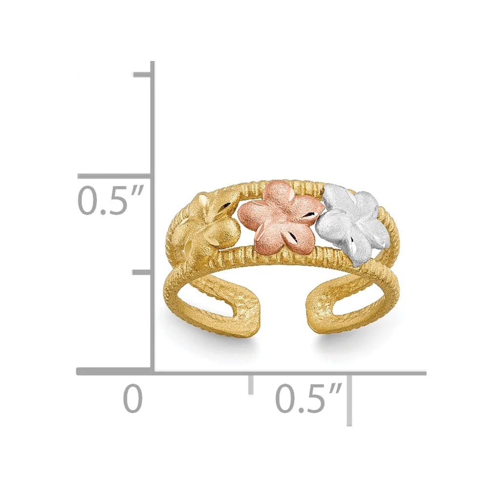14 Karat Two-tone Plumeria Toe Ring N8373