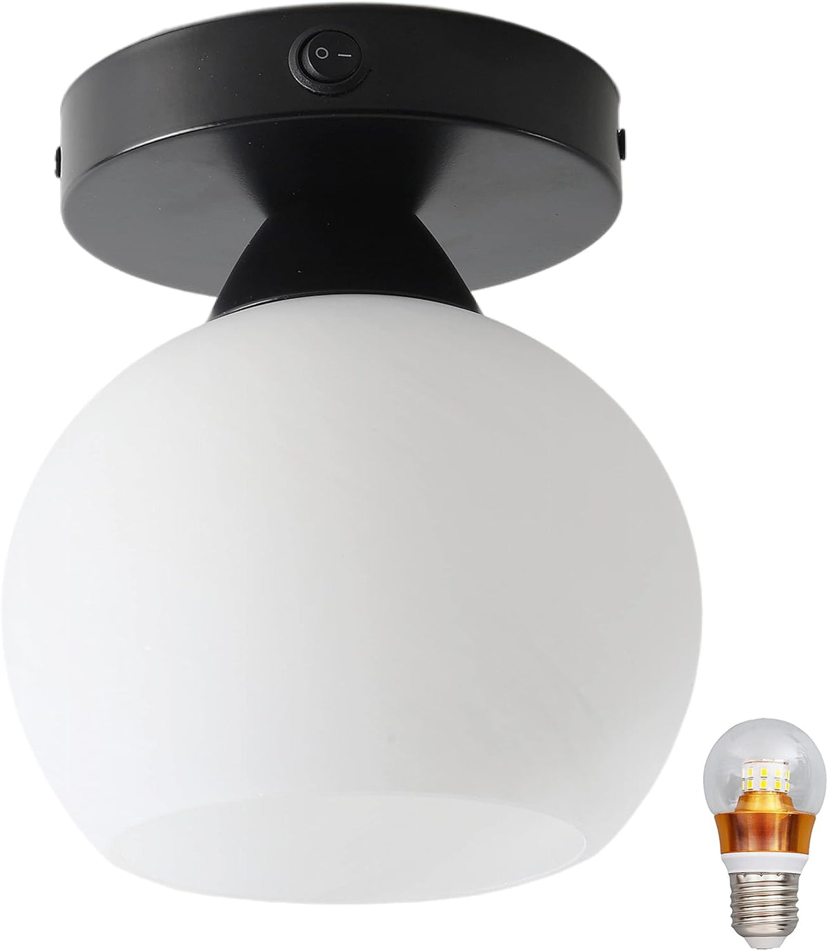 12V RV LED Dome Light with On&Off Switch, Clear Glass Lens M259423