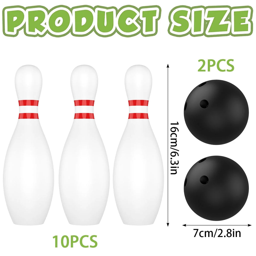 12 Pcs Kids Bowling Set with 10 White Pins and 2 Balls U57275