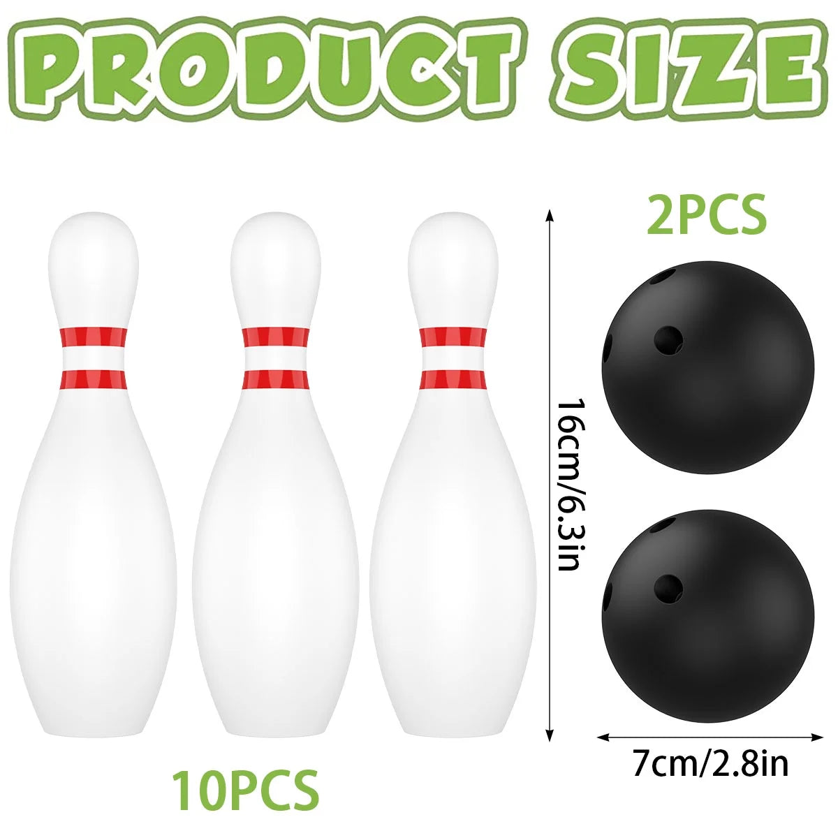 12 Pcs Kids Bowling Set with 10 White Pins and 2 Balls U57275