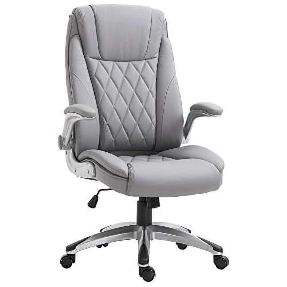 Grey Faux Leather Ergonomic Home Office Chair U835