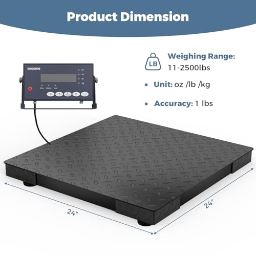 24"x24" 2500 lb Black Digital Industrial Floor Scale L1027