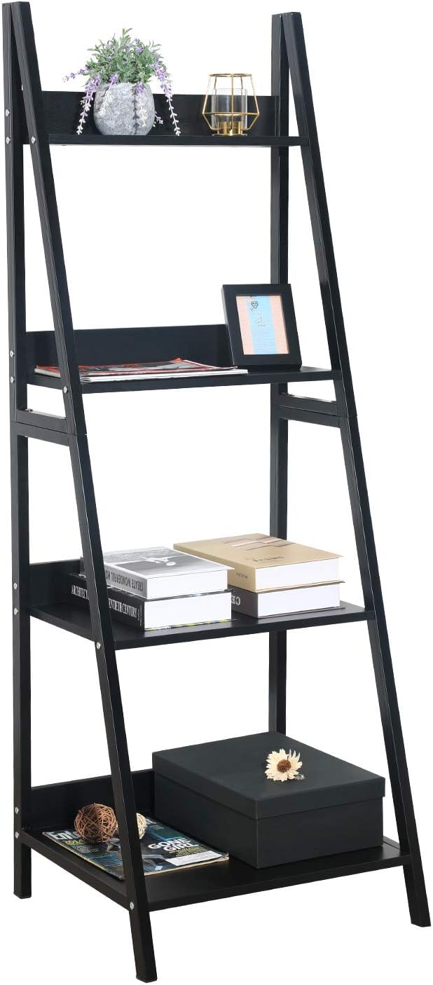 Walnut 4 Tier Ladder Shelf Bookcase W4774