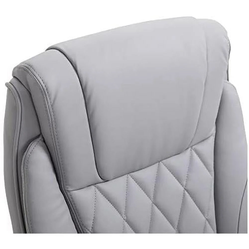 Grey Faux Leather Ergonomic Home Office Chair U835