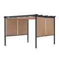 12 x 10 ft Outdoor Pergola with Retractable Shade Canopy, Dark Gray Matte Aluminum Frame, 4 Pieces Roller Shade Curtain U440241