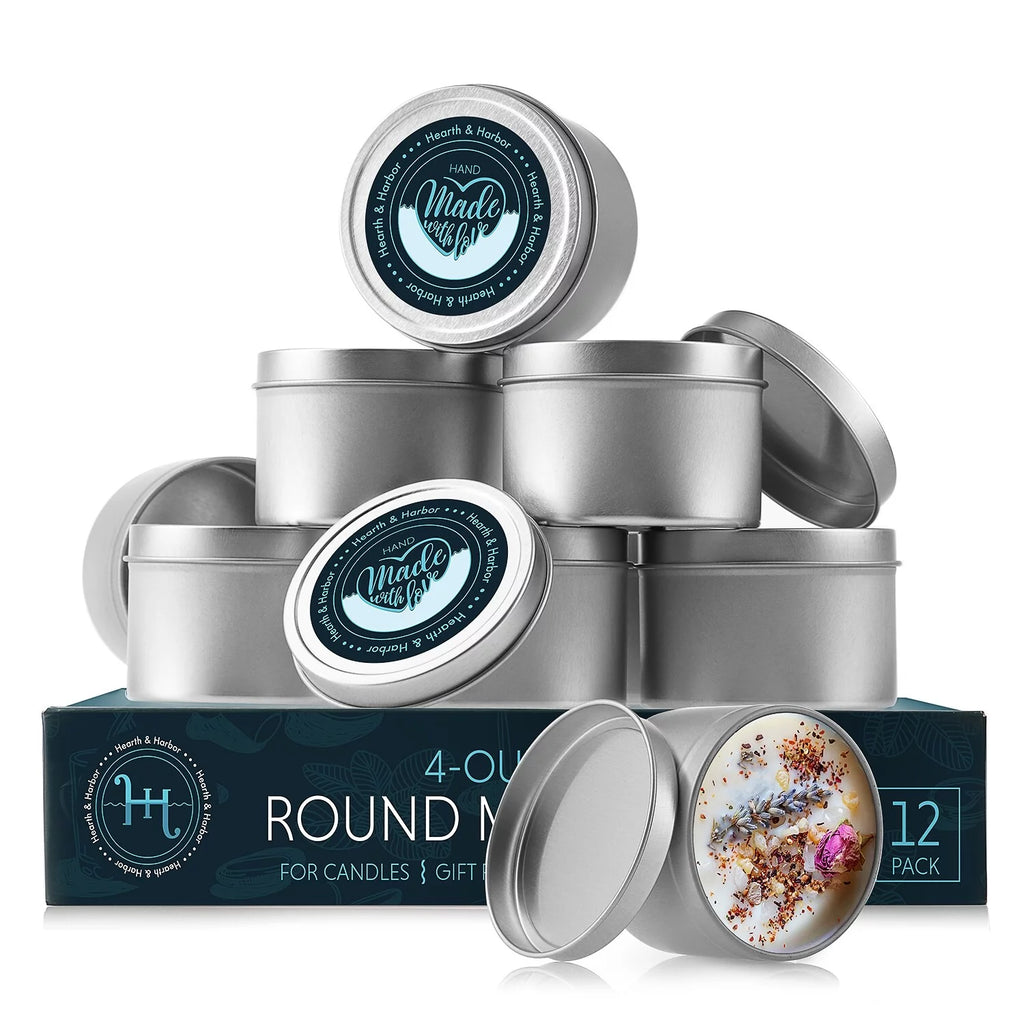 Candle Tins with Lids Stainless Steel 4Oz Set of 12 A4836