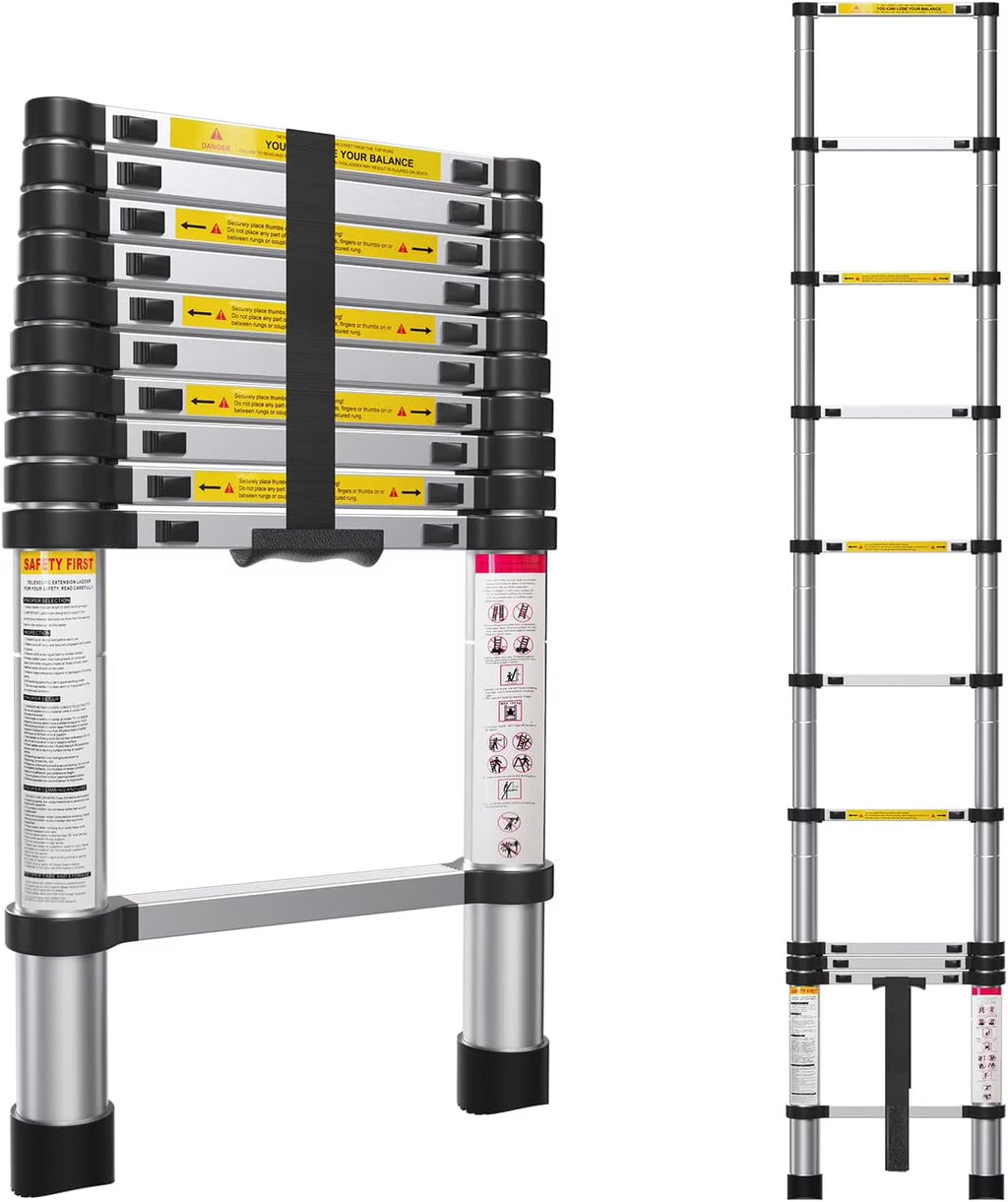 10.5ft Aluminum Telescoping Ladder with Hook Q343
