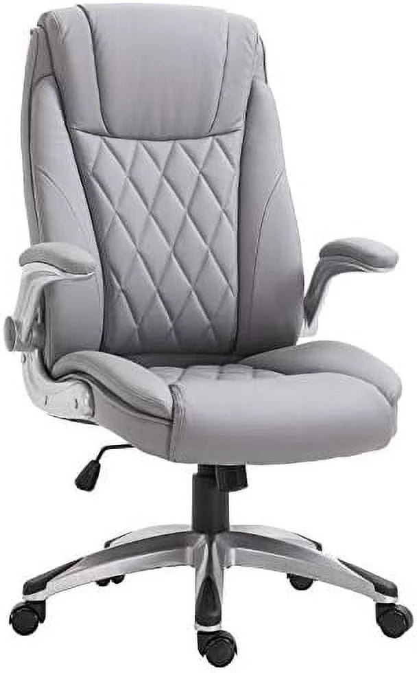Grey Faux Leather Ergonomic Home Office Chair U835