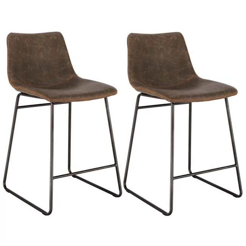 Set of Two Faux Leather Counter Height Bar Stools W520